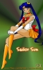 Sailor Sun - Yes, another one.  ^^;;  I dig the brooch on this one, though it got a little lost in the resizing.  Note the same script-fu use for the name?  Well, I mean, it looks cool...  O.o;