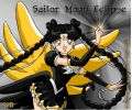 Sailor Moon Elcipse - Can anyone say brain tumor?!  Braids as long as Usagi's pigtails...  *twitch*  At least they were black and I could fudge it a bit.  Still not happy with the wings, but I like the fuku shading and the ribbons from her hair.