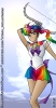 Sailor Rainbow - Yeah, and she's going to kick your butt.  Like the bow?  I thought it was nice.  With all the colors the only thing I could think for a BG was sky.