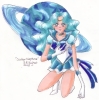 Sailor Neptune, manga style with planet.  ^^;;